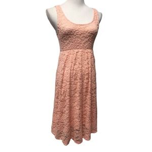 Coco Womens Size Small Shift Dress Pink Embroidered Lace Look Sheer Lined